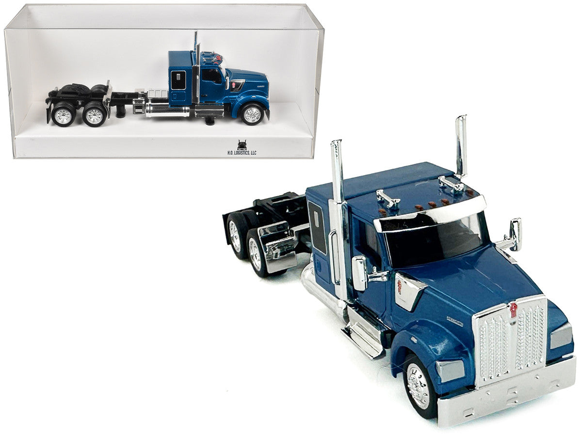 Kenworth W990 with Flat Top Sleeper Cab Blue Metallic 1/87 (HO) Plastic Model Car by HO Logistics LuxuryLifeWay Online Store