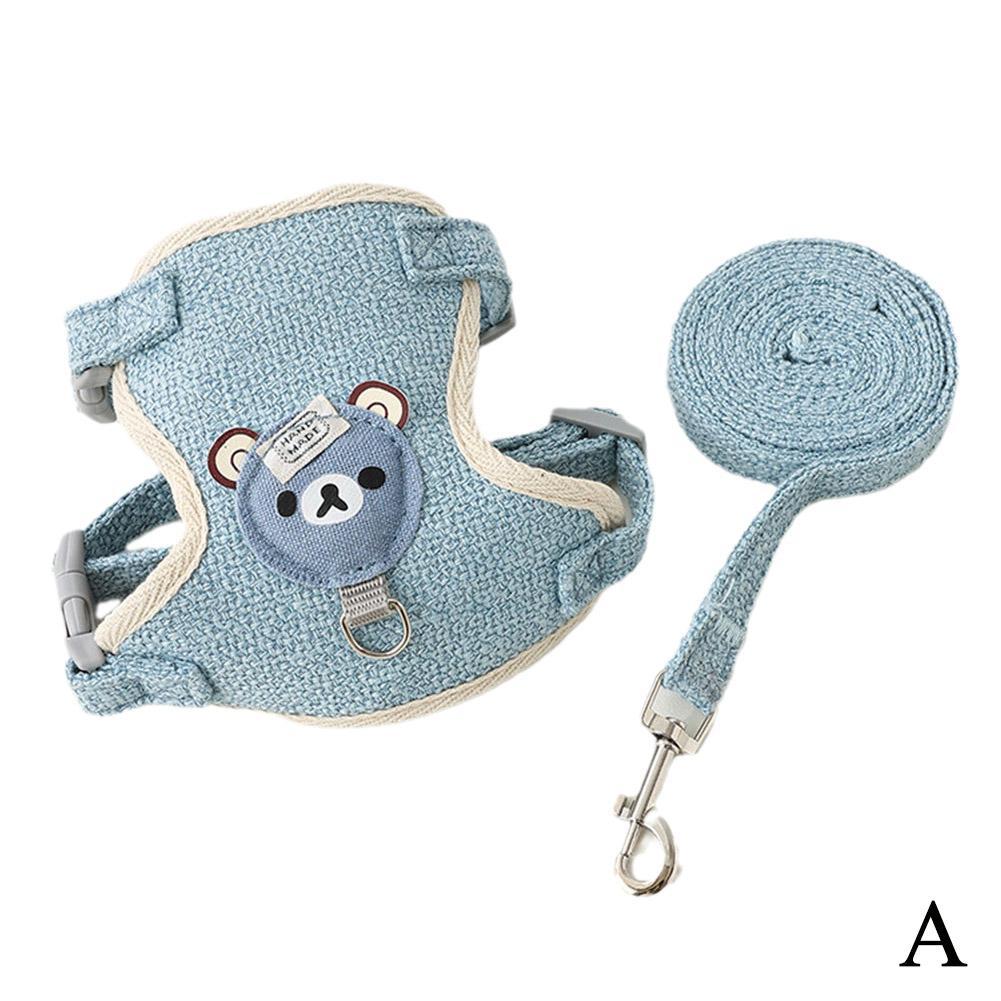 Cat Dog Harness with Lead Leash Adjustable Vest Mesh Breathable Adjustable Chest Harness Outdoor Walking Cat Pet Supplies Pi-Mart