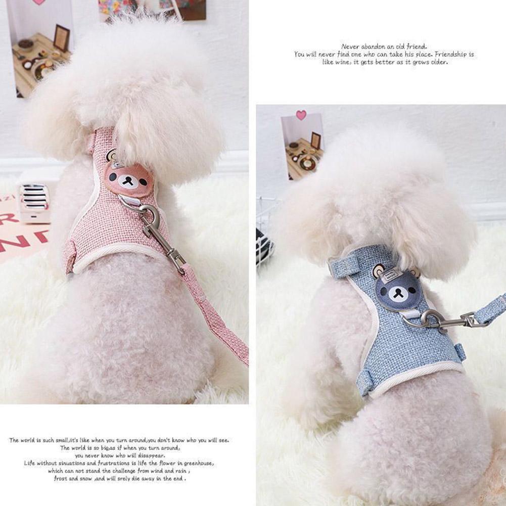 Cat Dog Harness with Lead Leash Adjustable Vest Mesh Breathable Adjustable Chest Harness Outdoor Walking Cat Pet Supplies Pi-Mart