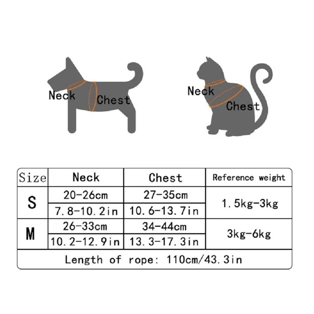 Cat Dog Harness with Lead Leash Adjustable Vest Mesh Breathable Adjustable Chest Harness Outdoor Walking Cat Pet Supplies Pi-Mart