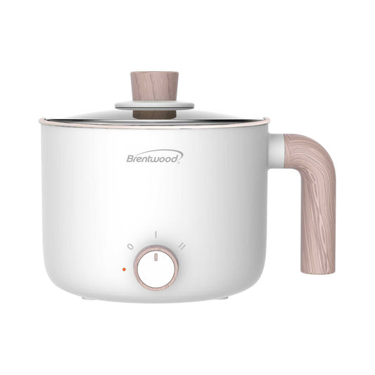Brentwood 1.5Liter Multi-Function Electric Hot Pot Cooker in White with Ceramic Non-Stick Coating LuxuryLifeWay Online Store