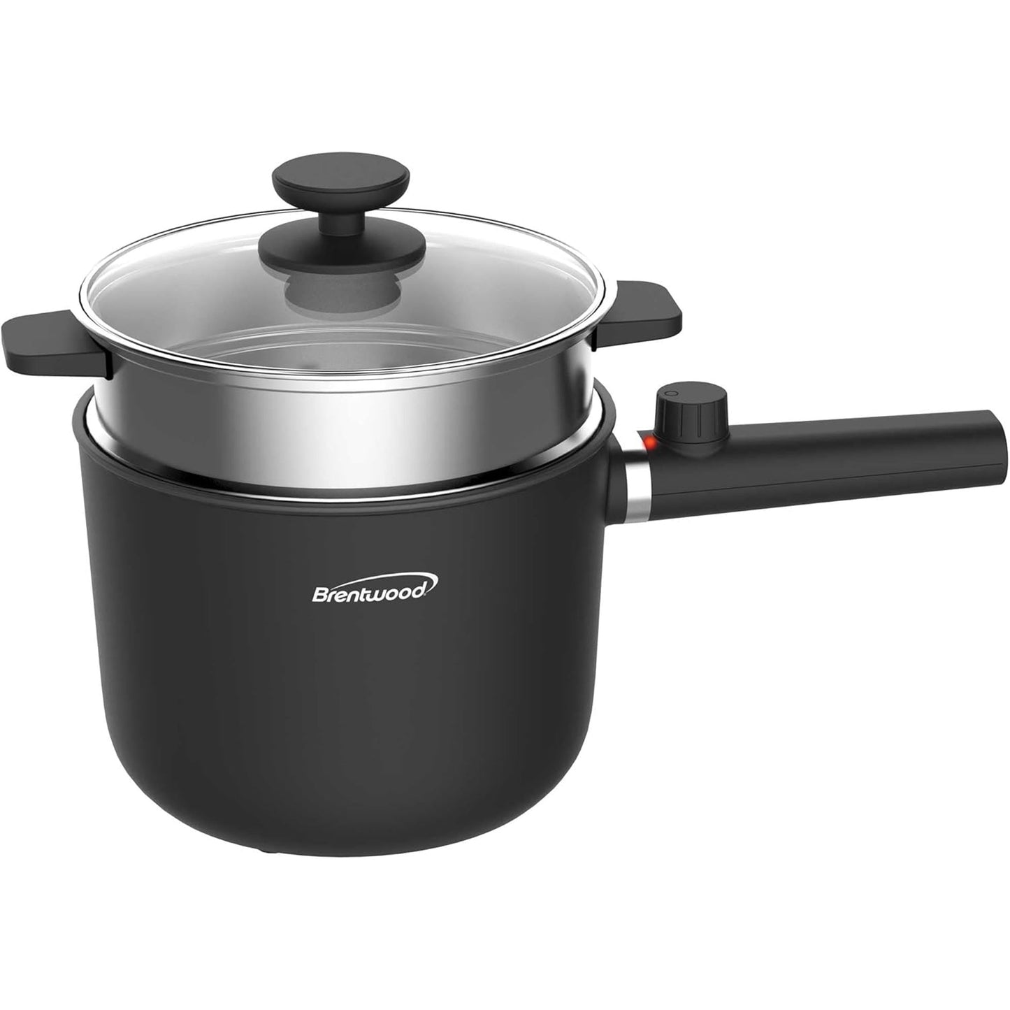 Brentwood 1.5 Liter Multi-Function Electric Hot Pot Cooker in Black with Ceramic Non-Stick Coating and Stainless-Steel Food Steamer LuxuryLifeWay Online Store