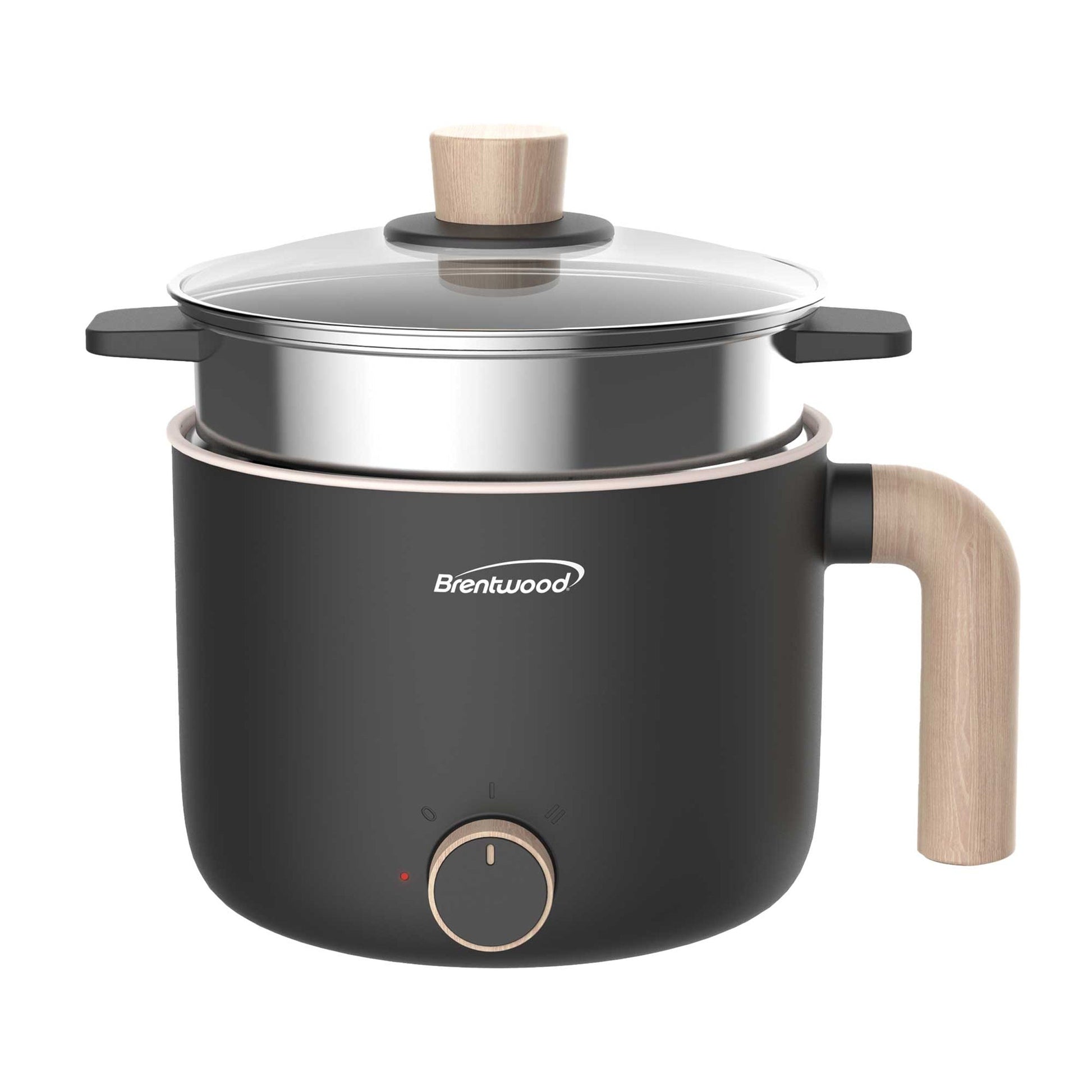 Brentwood 1.5 Liter Multi-Function Electric Hot Pot Cooker in Black with Ceramic Non-Stick Ceramic Coating and Stainless-Steel Food Steamer LuxuryLifeWay Online Store