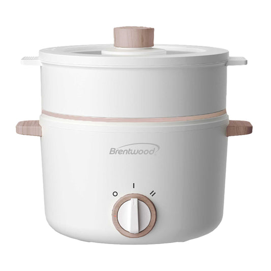 Brentwood 3 Liter Multi-Function Electric Hot Pot Cooker in White LuxuryLifeWay Online Store
