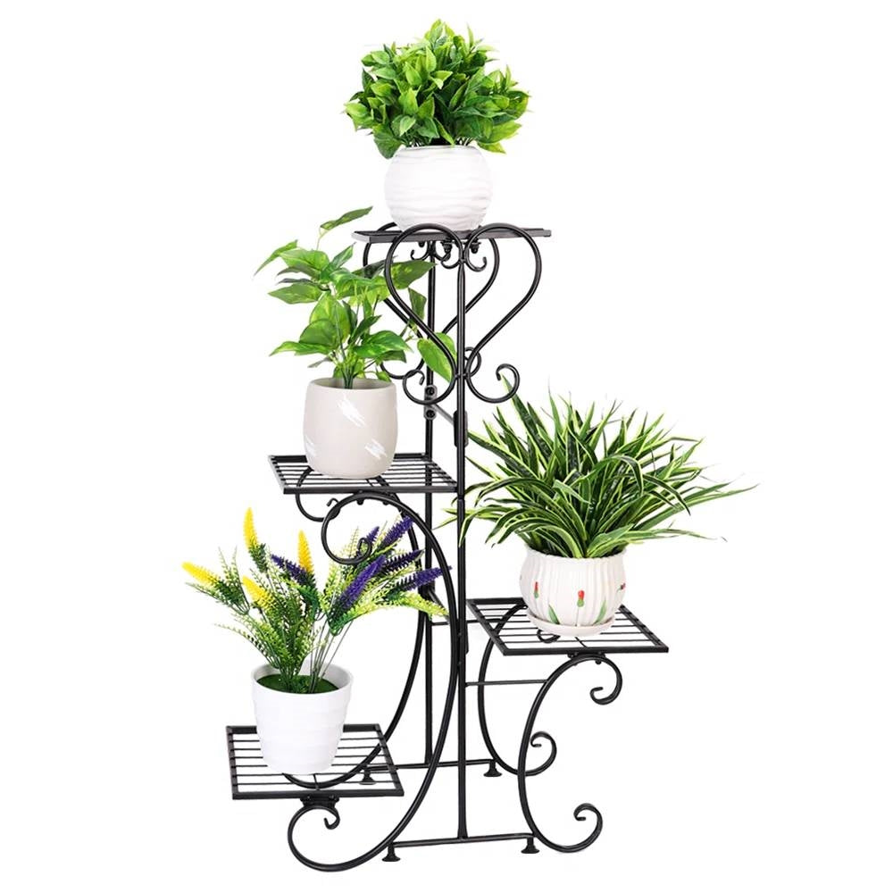 Elegant Black Metal 4-Shelf Plant Stand LuxuryLifeWay Online Store