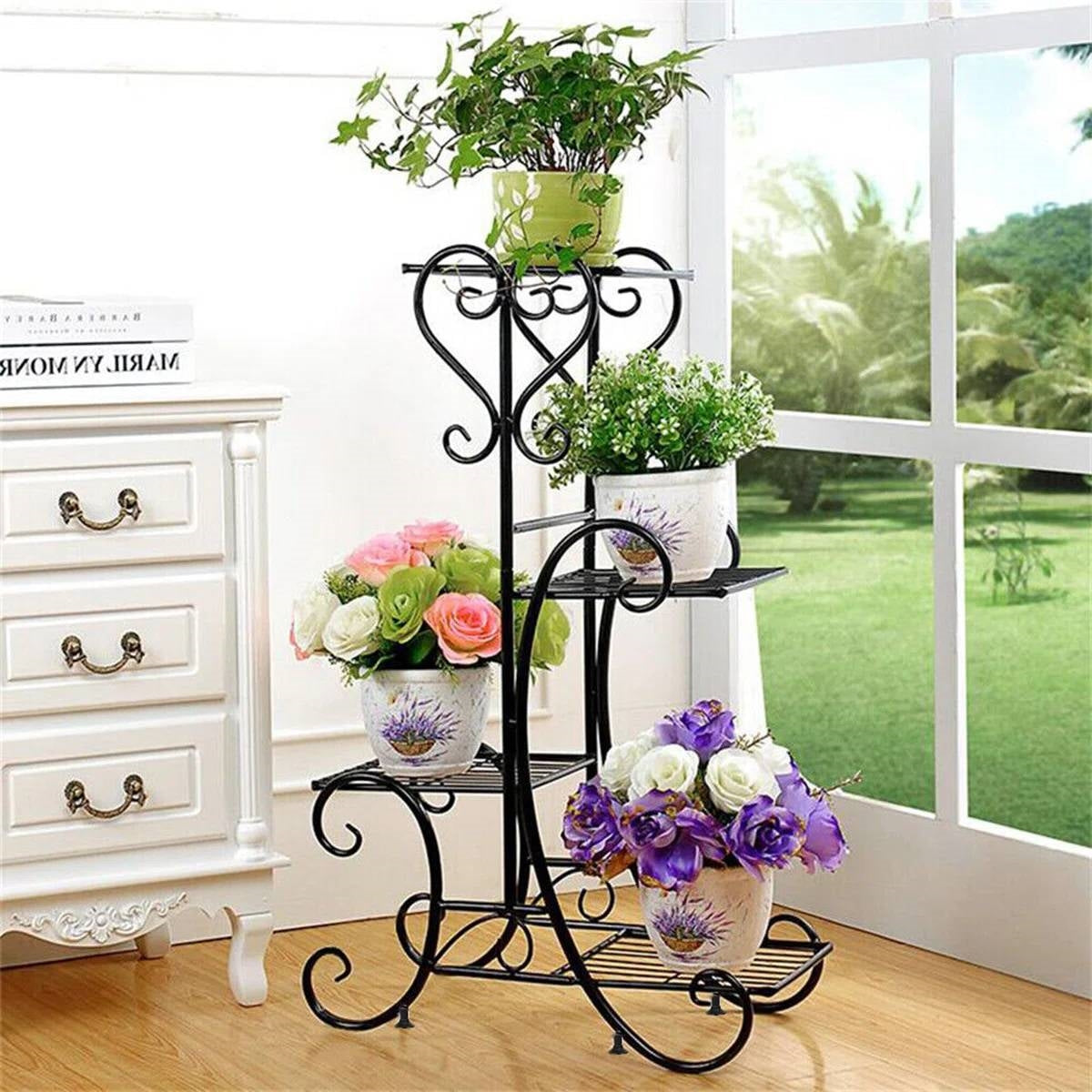 Elegant Black Metal 4-Shelf Plant Stand LuxuryLifeWay Online Store