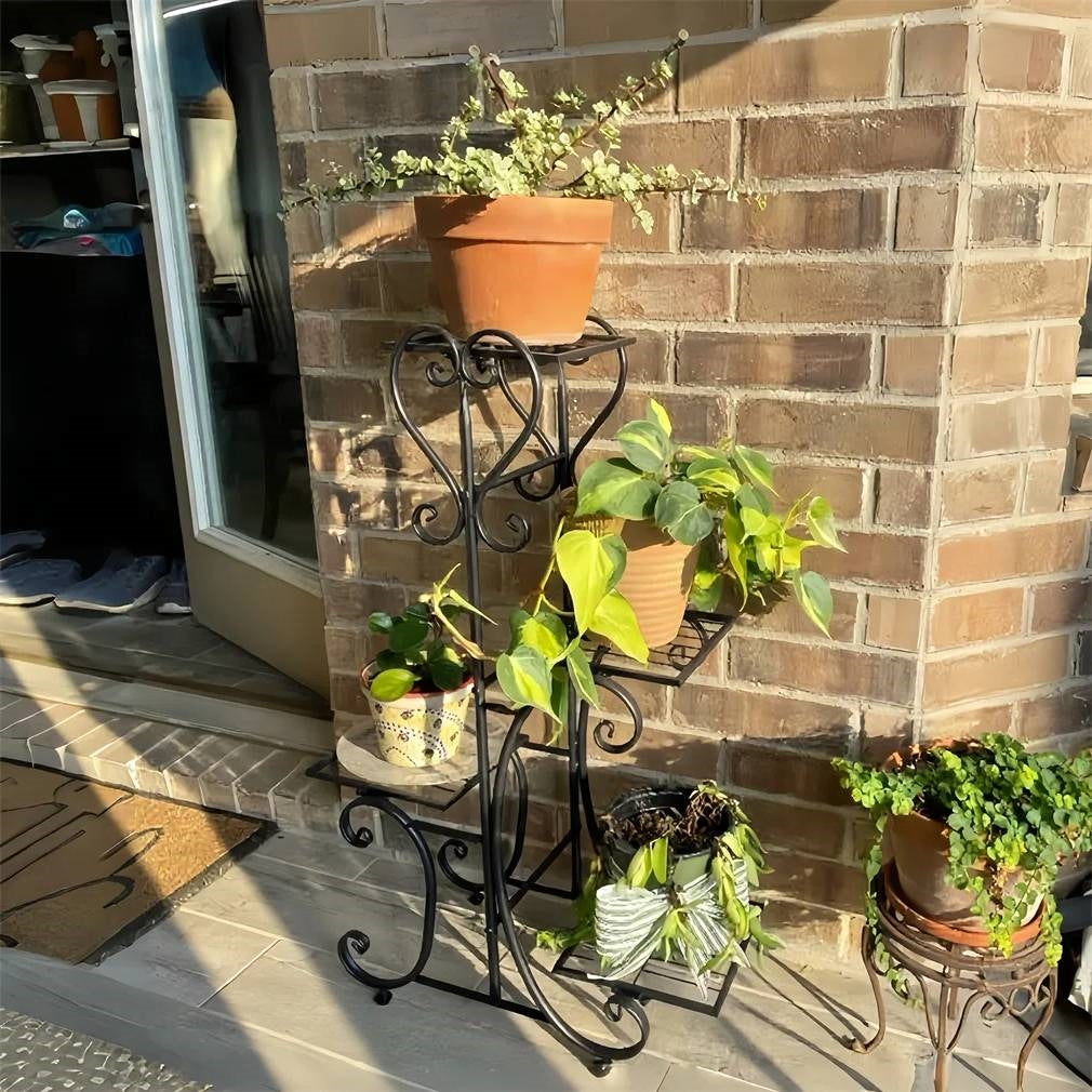 Elegant Black Metal 4-Shelf Plant Stand LuxuryLifeWay Online Store