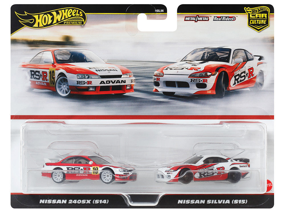 Nissan 240SX (S14) RHD (Right Hand Drive) #19 Red and White and Nissan Silvia (S15) RHD (Right Hand Drive) Red and White "Car Culture" Set of 2 Cars Diecast Model Cars by Hot Wheels LuxuryLifeWay Online Store