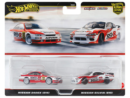 Nissan 240SX (S14) RHD (Right Hand Drive) #19 Red and White and Nissan Silvia (S15) RHD (Right Hand Drive) Red and White "Car Culture" Set of 2 Cars Diecast Model Cars by Hot Wheels LuxuryLifeWay Online Store
