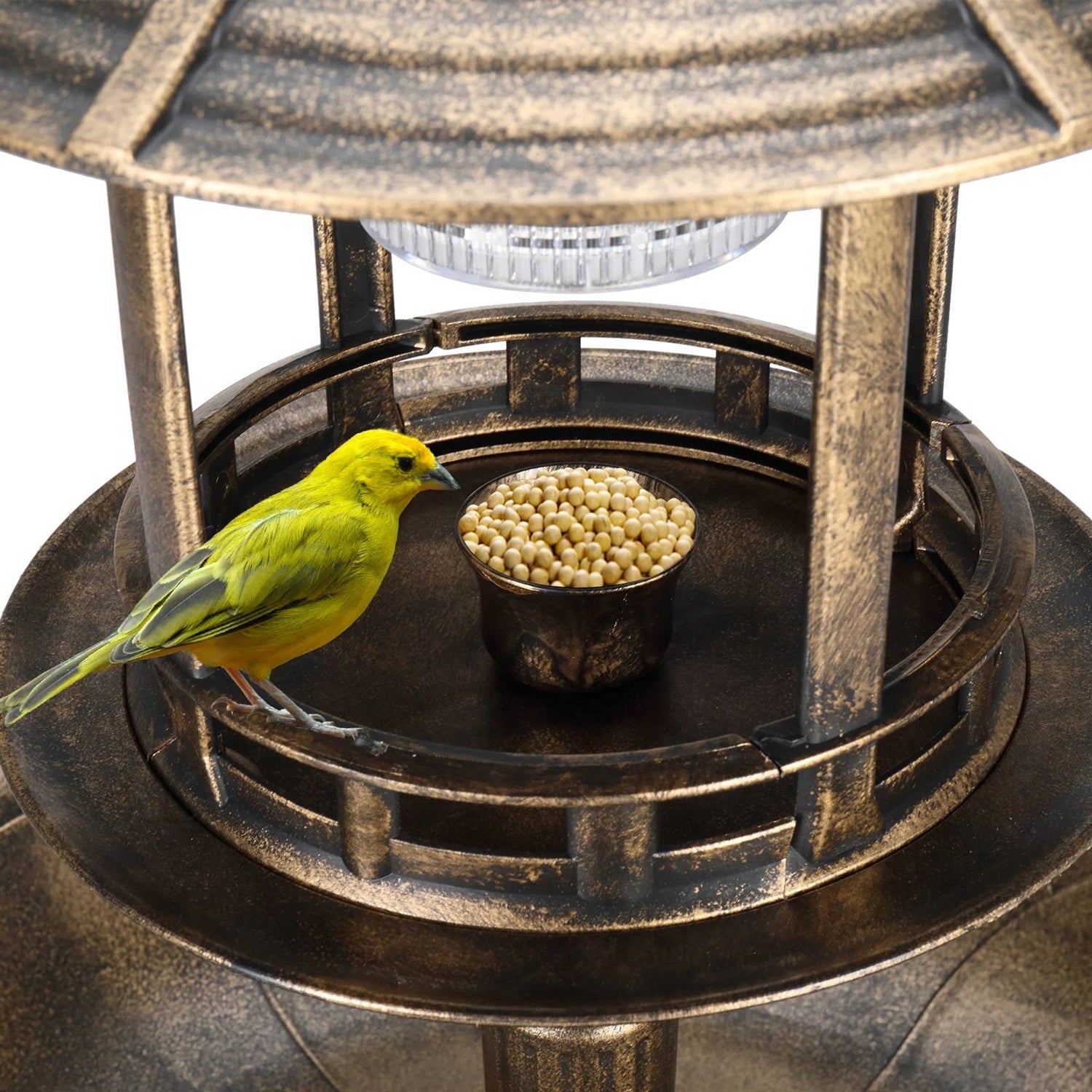 Outdoor Garden Birdbath in Bronze Finish with Solar Light LuxuryLifeWay Online Store