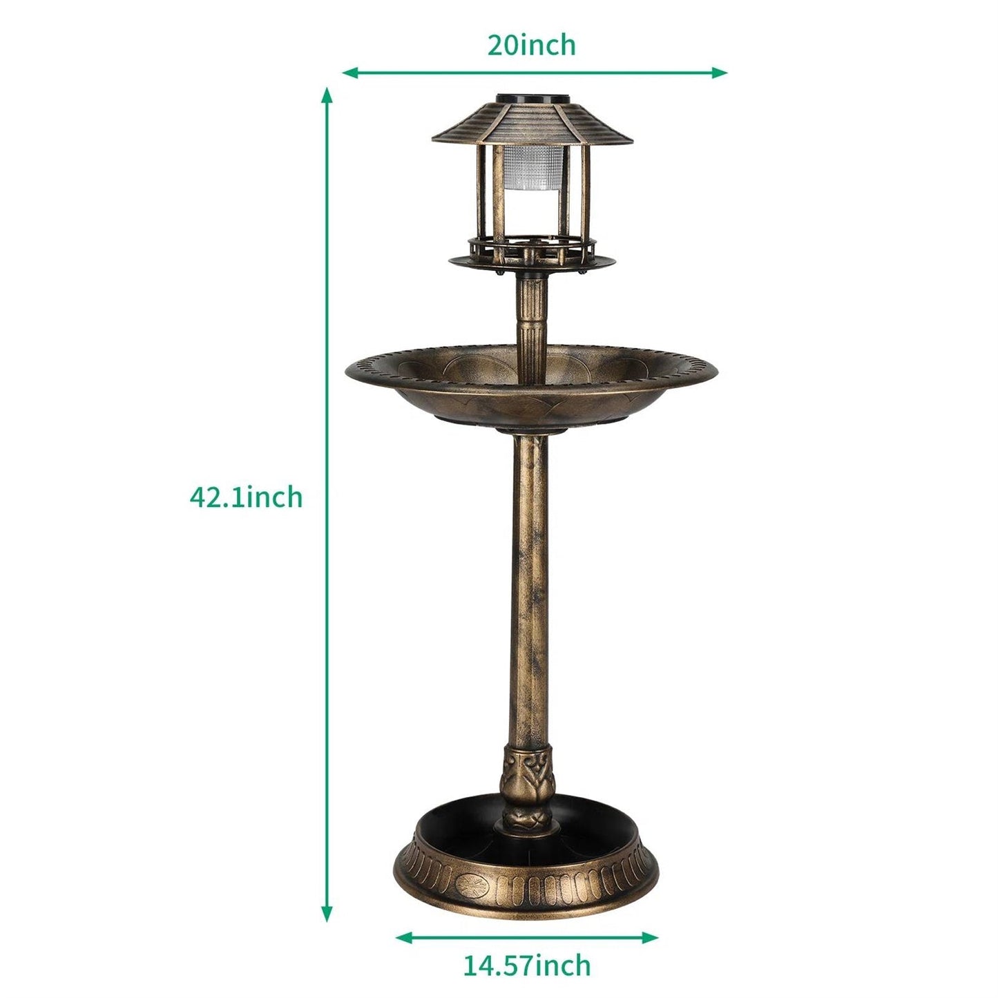Outdoor Garden Birdbath in Bronze Finish with Solar Light LuxuryLifeWay Online Store