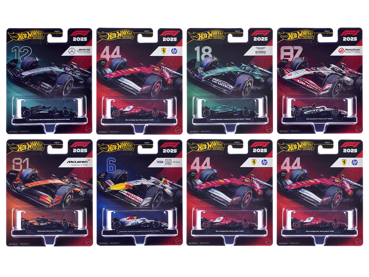 "Formula 1 Racing Premium Mix 3" 8 piece Set L "Premium Series" Diecast Model Car by Hot Wheels LuxuryLifeWay Online Store