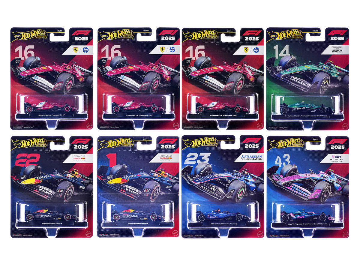 "Formula 1 Racing" 8 piece Set M "Premium Series" Diecast Model Car by Hot Wheels LuxuryLifeWay Online Store