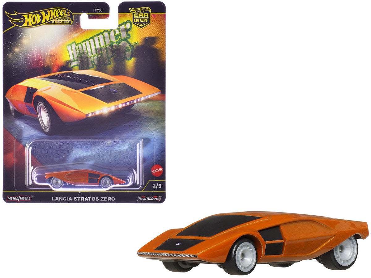 Lancia Stratos Zero Concept Car Orange Metallic "Hammer Drop" Series Diecast Model Car by Hot Wheels LuxuryLifeWay Online Store