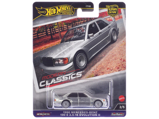 1990 Mercedes-Benz 190 E 2.5-16 Evolution II Silver Metallic "Modern Classics" Series Diecast Model Car by Hot Wheels LuxuryLifeWay Online Store