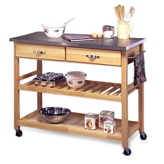 Stainless Steel Top Kitchen Cart Utility Table with Locking Wheels LuxuryLifeWay Online Store