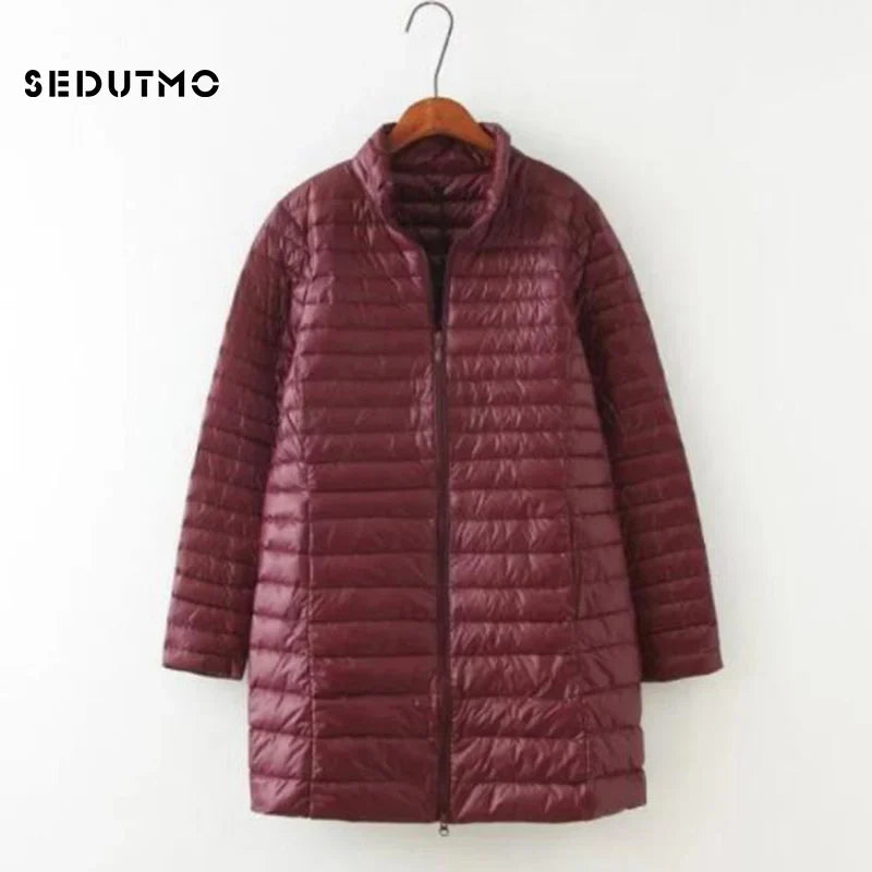 SEDUTMO Winter Down Jackets Women Long Ultra Light Duck Down Coat Slim Puffer Jacket  Autumn Parkas ED619 LadyShow.Store