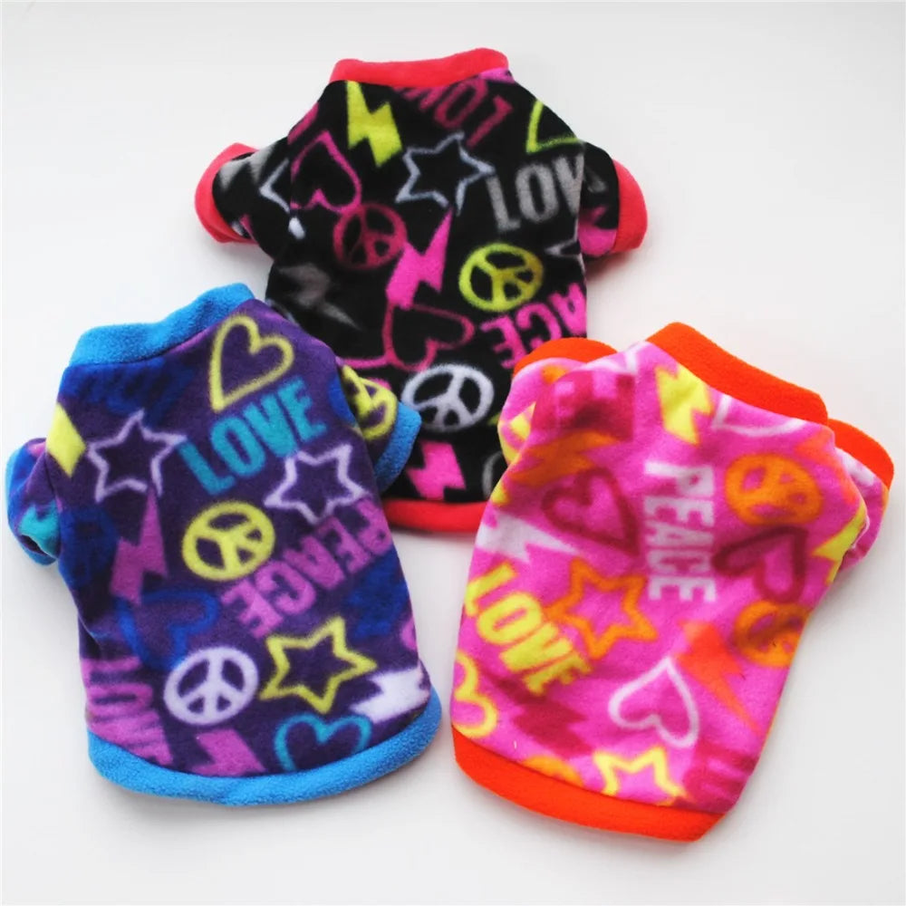 Chihuahua Clothes Cute Printed Small Dog Clothes French Bulldog Dogs Clothes Pets Warm Fleece Dog Winter Coat Puppy Dog Costume Pi-Mart