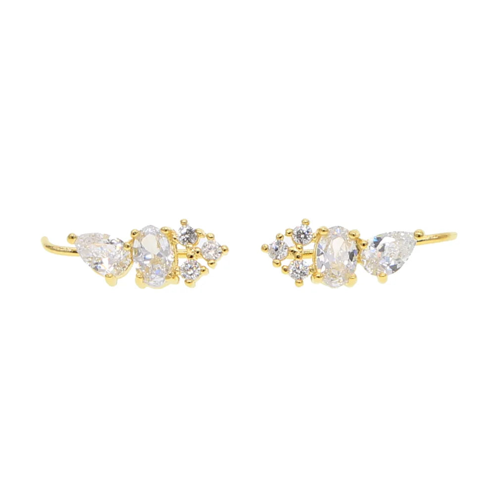 Rose Gold Color Crystal Zirconia cz Stud Earrings for Women 2023 bijoux Love Wedding Earring Statement Brinco Bijouterie Pi-Mart