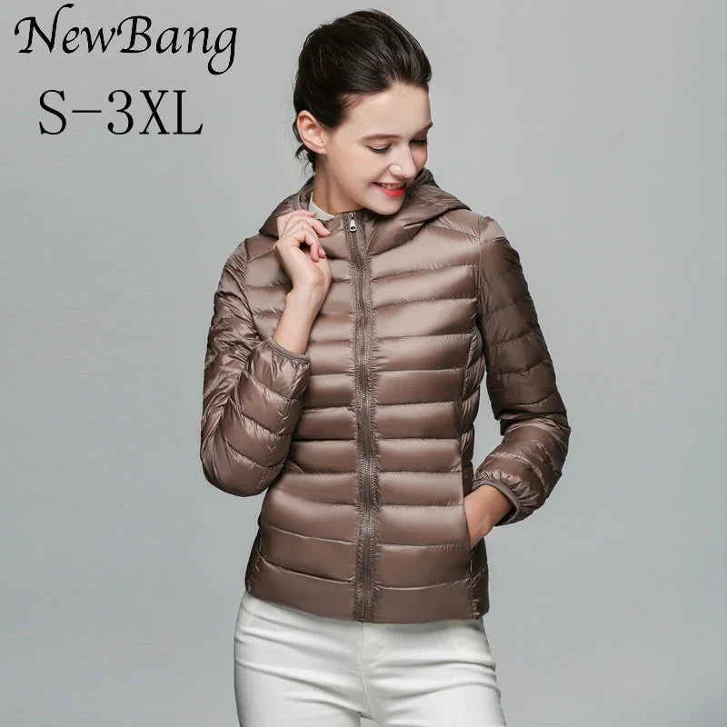 NewBang Brand Women's Down Jackets 90% Ultra Light Duck Down Women Lightweight Coat Hooded Female Windbreaker Parka Plus Coats LadyShow.Store