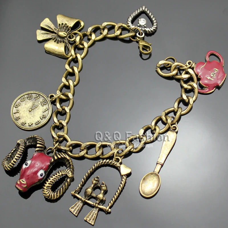 Clearance_Cat Pendant Charm Chain Link Bracelets For Women Cowgirl Cuff Bangles Fashion Jewelry Egyptian Bastet Pulseira Accesso Pi-Mart
