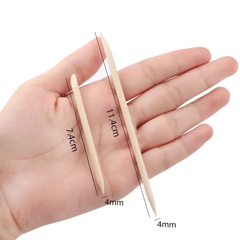 100/50pcs Nail Art Pusher Orange Wood Sticks Cuticle Pusher Remover Rhinestones Dotting Removal Manicure Pedicure Care Tools Tri Light Beauty