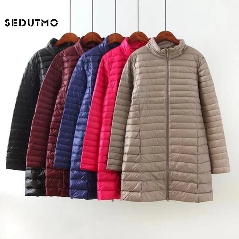 SEDUTMO Winter Down Jackets Women Long Ultra Light Duck Down Coat Slim Puffer Jacket  Autumn Parkas ED619 LadyShow.Store
