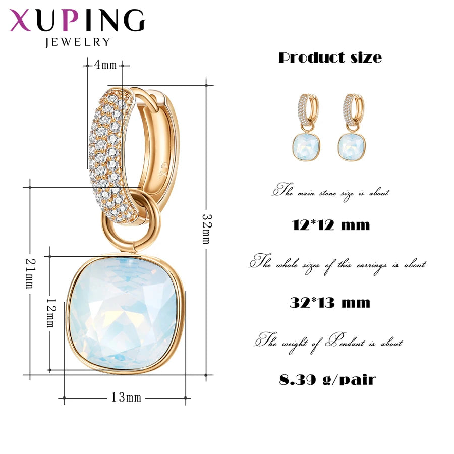Xuping Jewelry Charm Square Shaped Luxury Exquisite Gold Color Plated Crystal Earring for Women Gift A00606258 Pi-Mart
