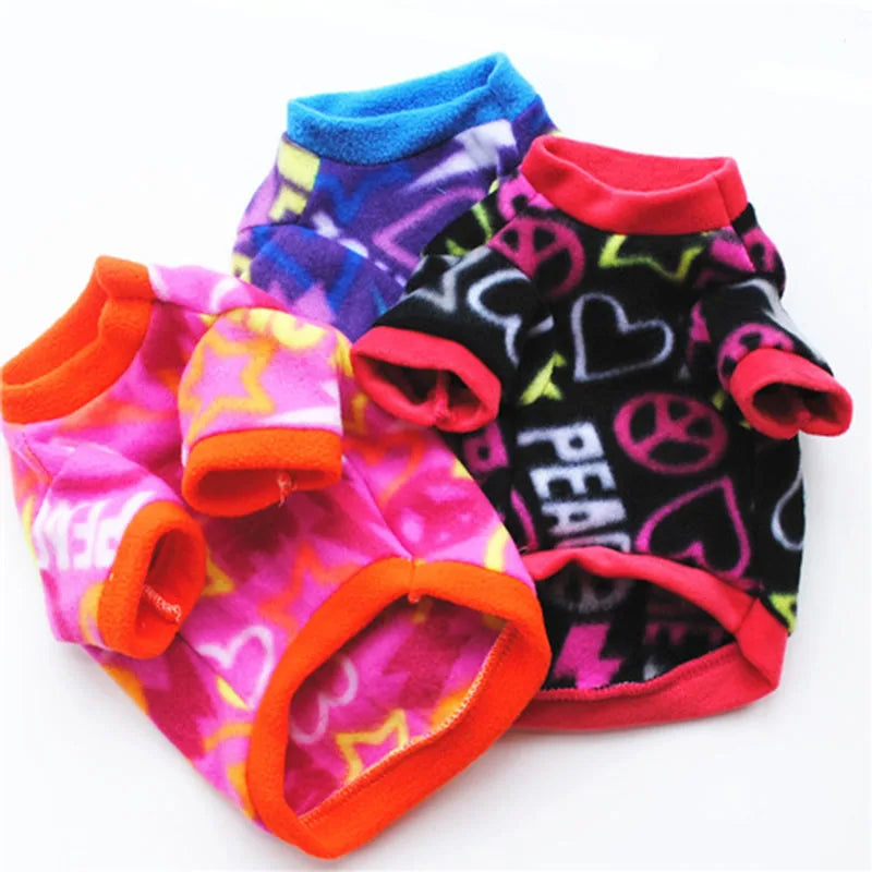 Chihuahua Clothes Cute Printed Small Dog Clothes French Bulldog Dogs Clothes Pets Warm Fleece Dog Winter Coat Puppy Dog Costume Pi-Mart