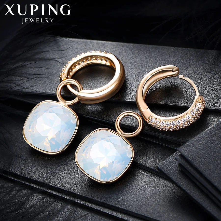 Xuping Jewelry Charm Square Shaped Luxury Exquisite Gold Color Plated Crystal Earring for Women Gift A00606258 Pi-Mart