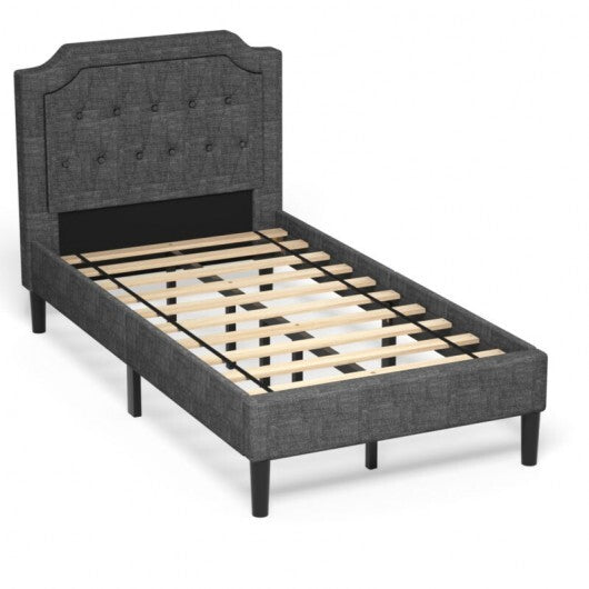 Linen Twin Upholstered Platform Bed with Frame Headboard Mattress Foundation LuxuryLifeWay Online Store