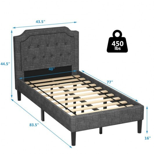 Linen Twin Upholstered Platform Bed with Frame Headboard Mattress Foundation LuxuryLifeWay Online Store