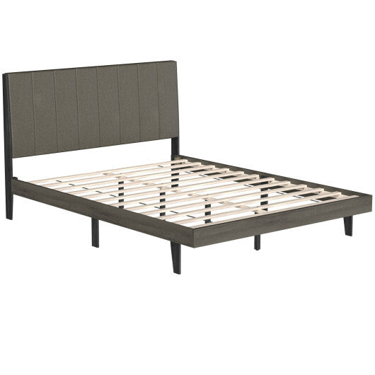 Queen Size Upholstered Bed Frame with Tufted Headboard - Color: Gray LuxuryLifeWay Online Store