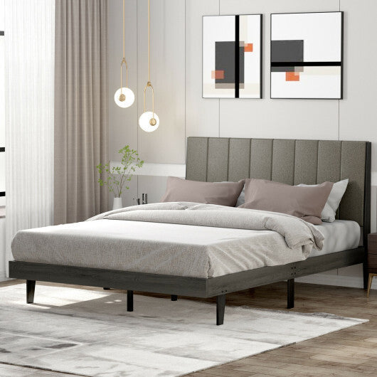 Queen Size Upholstered Bed Frame with Tufted Headboard - Color: Gray LuxuryLifeWay Online Store