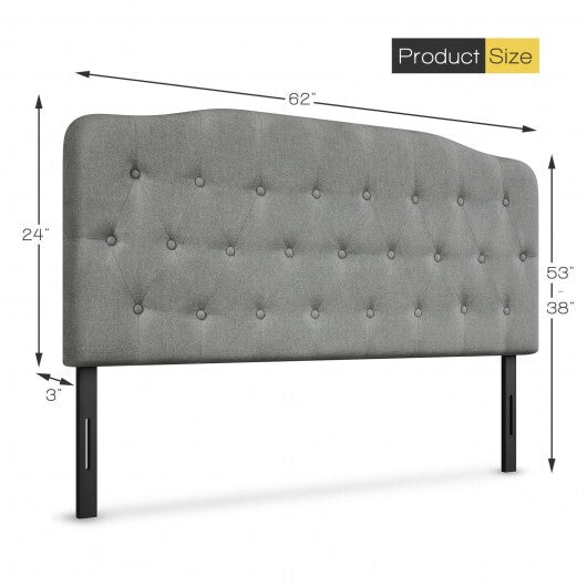 Queen Upholstered Headboard with Adjustable Heights-Light Gray - Color: Light Gray - Size: Queen Size LuxuryLifeWay Online Store