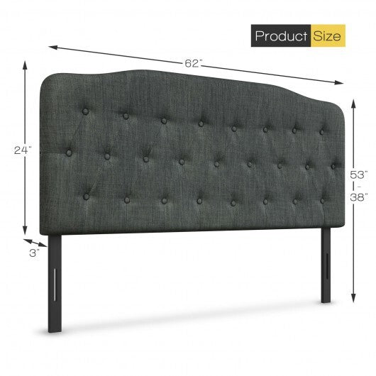 Queen Upholstered Headboard with Adjustable Heights-Light Gray LuxuryLifeWay Online Store
