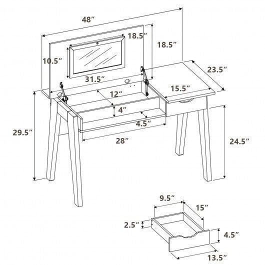 Dressing Table with Flip Mirror and Storage Drawer LuxuryLifeWay Online Store