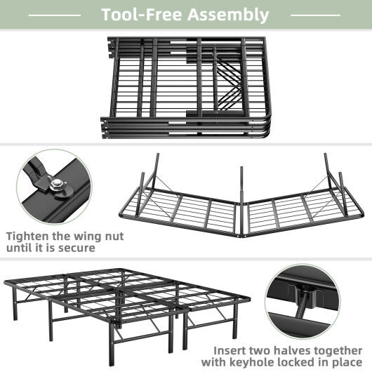 Twin/Full/Queen Size Foldable Metal Platform Bed with Tool-Free Assembly-Full Size LuxuryLifeWay Online Store