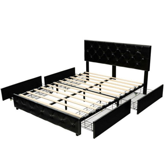 Full/Queen PU Leather Upholstered Platform Bed with 4 Drawers-Full Size LuxuryLifeWay Online Store