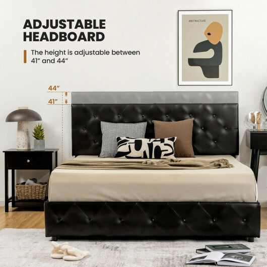Full/Queen PU Leather Upholstered Platform Bed with 4 Drawers-Full Size LuxuryLifeWay Online Store