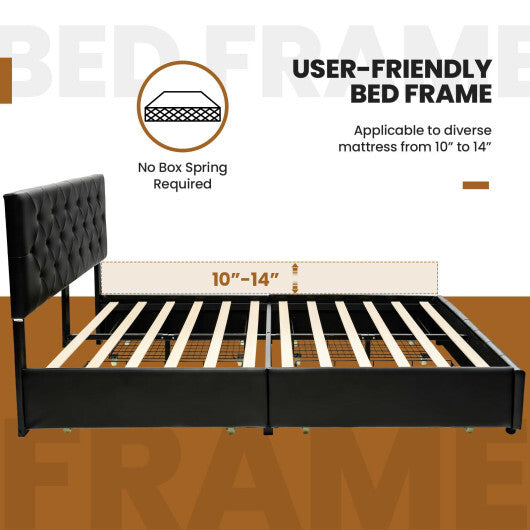 Full/Queen PU Leather Upholstered Platform Bed with 4 Drawers-Full Size LuxuryLifeWay Online Store