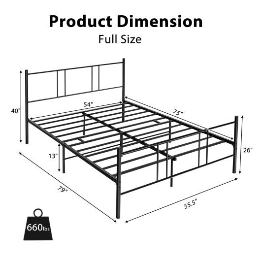Full/Queen Size Platform Bed Frame with High Headboard-Full Size - Color: Black - Size: Full Size LuxuryLifeWay Online Store