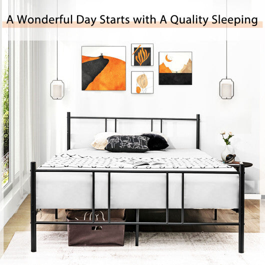 Full/Queen Size Platform Bed Frame with High Headboard-Queen Size - Color: Black - Size: Queen Size LuxuryLifeWay Online Store