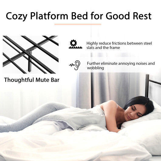 Full/Queen Size Platform Bed Frame with High Headboard-Queen Size - Color: Black - Size: Queen Size LuxuryLifeWay Online Store