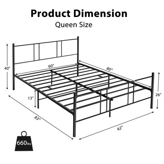 Full/Queen Size Platform Bed Frame with High Headboard-Queen Size LuxuryLifeWay Online Store