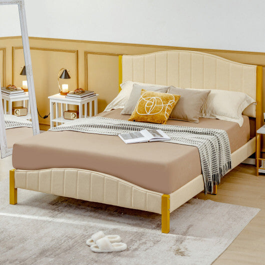 Full/Queen Size Upholstered Bed Frame with Quilted Headboard-Queen Size LuxuryLifeWay Online Store