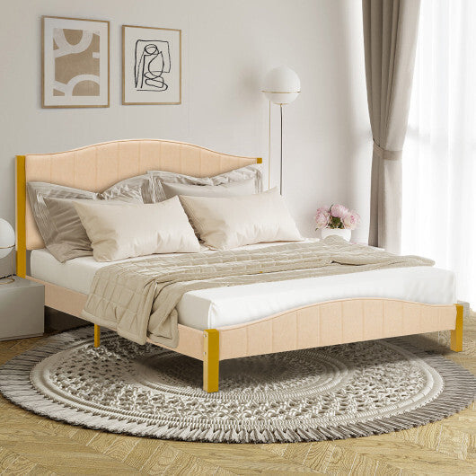 Full/Queen Size Upholstered Bed Frame with Quilted Headboard-Queen Size LuxuryLifeWay Online Store
