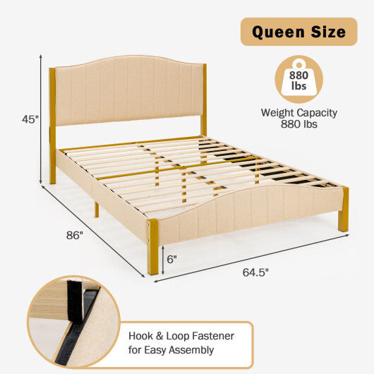 Full/Queen Size Upholstered Bed Frame with Quilted Headboard-Queen Size LuxuryLifeWay Online Store
