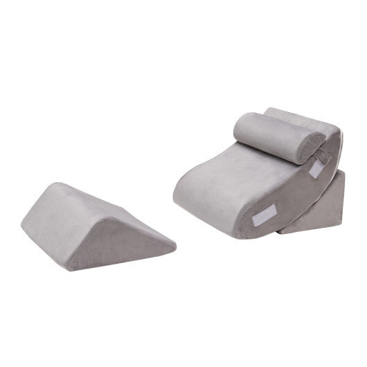 4 Pieces Bed Wedge Pillow for Back Neck and Leg Pain Relief-Gray - Color: Gray LuxuryLifeWay Online Store