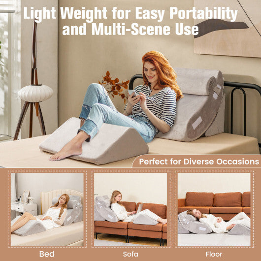 4 Pieces Bed Wedge Pillow for Back Neck and Leg Pain Relief-Gray - Color: Gray LuxuryLifeWay Online Store